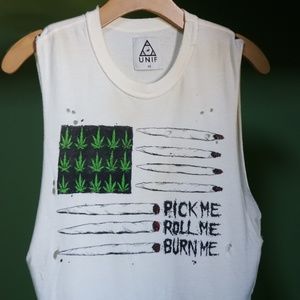 Unif Soft fabric Flag Stoner Cut Off Tee